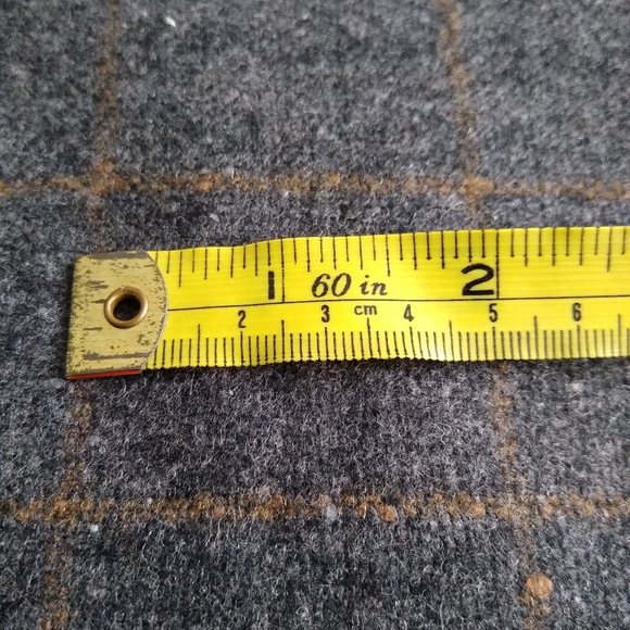 2.3yd 62"w Charcoal gray w/tan window pane plaid tweed wool fabric from Paris. - Picture 5 of 8